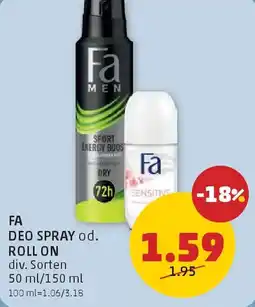 PENNY Fa deo spray od. roll on Angebot