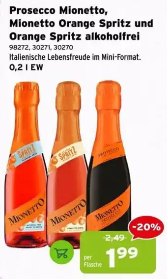 Salzburger Lagerhaus Prosecco Mionetto Mionetto Orange Spritz und Orange Spritz alkoholfrei Angebot