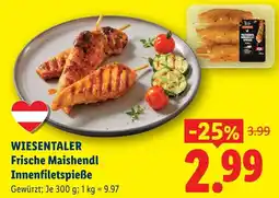 Lidl Wiesentaler frische maishendl innenfiletspießße Angebot
