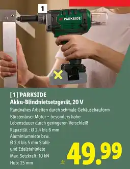 Lidl Parkside akku blindnietsetzgerät 20 v Angebot