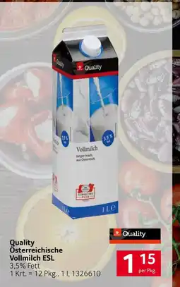 Transgourmet Quality Österreichische Vollmilch ESL Angebot