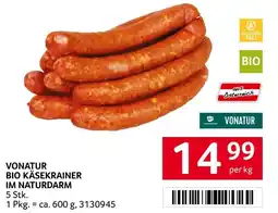 Transgourmet Vonatur bio käsekrainer im naturdarm Angebot