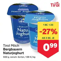 MPreis Tirol milch bergbauern naturjoghurt Angebot
