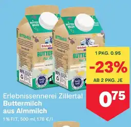 MPreis Erlebnissennerei Zillertal Buttermilch aus Almmilch Angebot