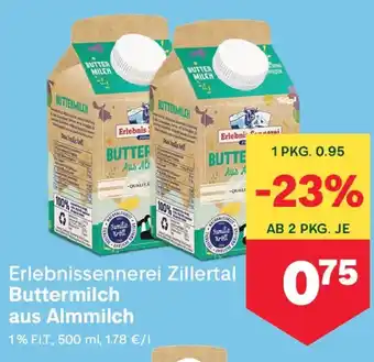 MPreis Erlebnissennerei Zillertal Buttermilch aus Almmilch Angebot