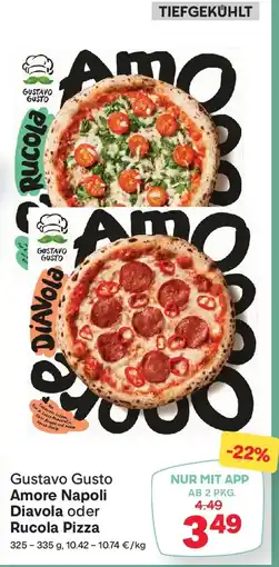 MPreis Gustavo gusto amore napoli diavola oder rucola pizza Angebot