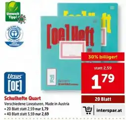 Interspar Schulhefte Quart Angebot
