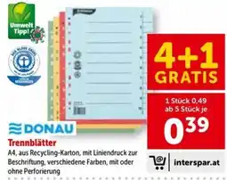 Interspar DONAU Trennblätter Angebot