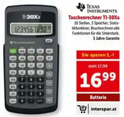 Interspar Taschenrechner TI-30Xa Angebot
