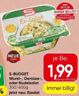 Spar S-budget Wurst-, Gemüse-, oder Nudelsalat Angebot