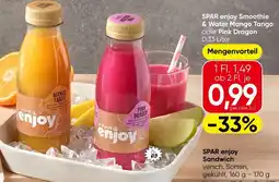 Spar SPAR enjoy Smoothie & Water Mango Tango oder Pink Dragon Angebot