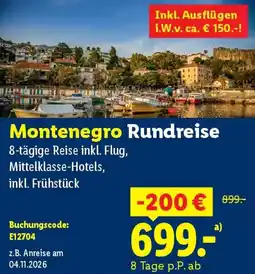 Lidl Montenegro Rundreise Angebot
