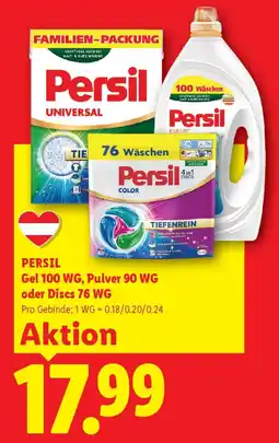 Lidl Persil Gel 100 WG, Pulver 90 WG oder Discs 76 WG Angebot