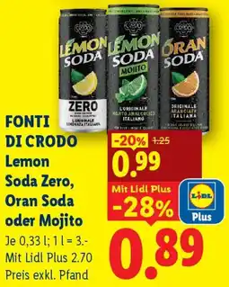 Lidl Fonti di crodo Lemon Soda Zero, Oran Soda oder Mojito Angebot
