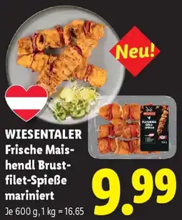 Lidl Wiesentaler frische mais- hendl brust- filet-spieße mariniert Angebot