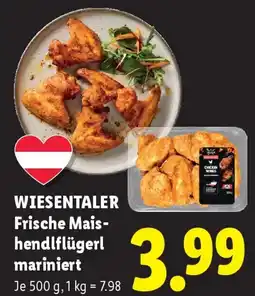 Lidl Wiesentaler frische mais- hendlflügerl mariniert Angebot
