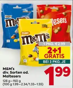 Billa M&M's div. Sorten od. Maltesers Angebot