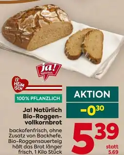 Billa Ja! Natürlich Bio-Roggen- vollkornbrot Angebot