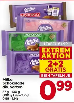 Billa Milka Schokolade div. Sorten Angebot