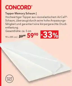 Matratzen Concord CONCORD Topper Memory Schaum | Angebot
