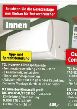 Bauhaus Tcl inverter-klimasplitgerät Angebot