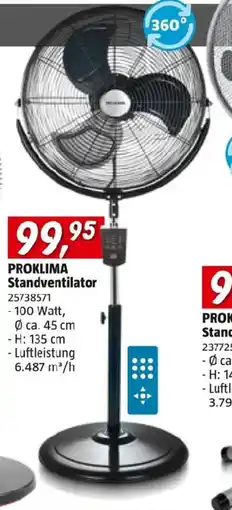 Bauhaus Proklima standventilator Angebot