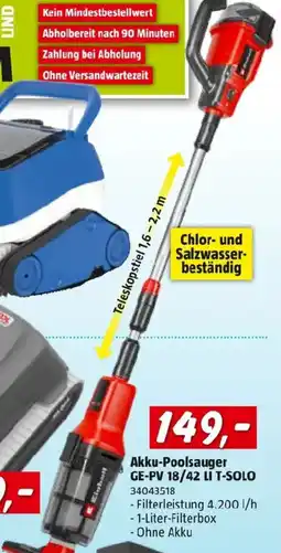 Bauhaus Akku-poolsauger ge-pv 18/42 li t-solo Angebot