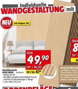 Bauhaus Akustikpaneele eiche beige Angebot