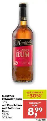 ADEG Mautner Inländer Rum 38% od. Kirschlikör mit Inländer Rum 22.5% Angebot
