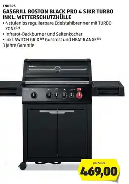 Hofer Enders gasgrill boston black pro 4 sikr turbo inkl. wetterschutzhülle Angebot