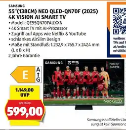 Hofer Samsung 55" (138cm) neo qled-qn70f (2025) 4k vision ai smart tv Angebot