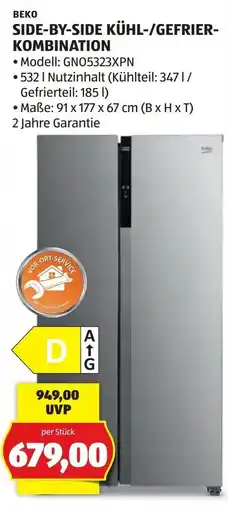 Hofer Beko side-by-side kühl-/gefrier- kombination Angebot