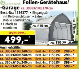 Norma GreenYard Folien-Gerätehaus/ -Garage Angebot