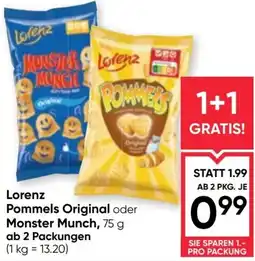Maximarkt Lorenz Pommels Original oder Monster Pommels Original oder Monster Munch, 75 g Angebot