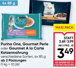 Maximarkt Purina One, Gourmet Perle oder Gourmet A la Carte Katzennahrung Angebot