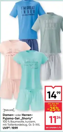Maximarkt Damen- oder Herren- Pyjama-Set „Shorty Angebot