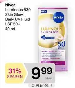 Bipa Nivea luminous 630 skin glow daily uv fluid lsf 50+ Angebot