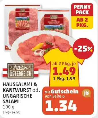 PENNY Haussalami & kantwurst od. ungarische salami Angebot