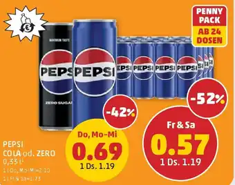 PENNY Pepsi cola od. zero Angebot