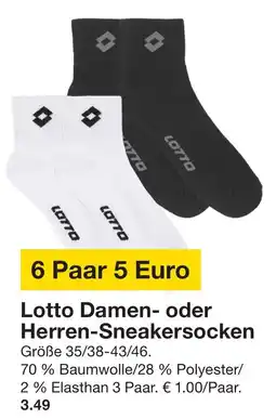 Zeeman Lotto Damen- oder Herren-Sneakersocken Angebot