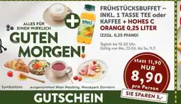 Interspar Frühstücksbuffet - inkl. 1 tasse tee oder kaffee + hohes c orange Angebot