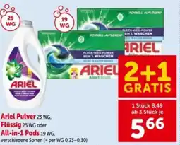 Interspar Ariel pulver 23 wg, flüssig 25 wg oder all-in-1 pods 19 wg, Angebot