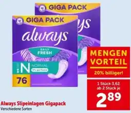 Interspar Always slipeinlagen gigapack Angebot