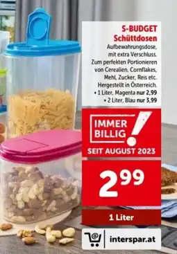 Interspar S-budget schüttdosen Angebot