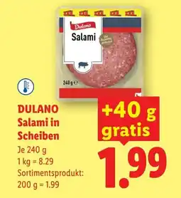 Lidl Dulano salami in scheiben Angebot