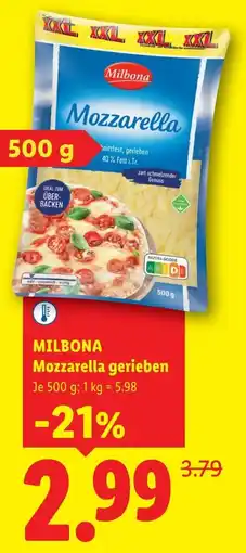 Lidl Milbona mozzarella gerieben Angebot
