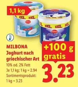 Lidl Milbona sahne-inchurt griechischer art Angebot