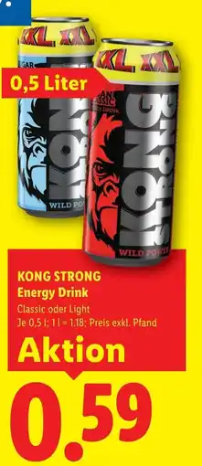 Lidl Kong strong energy drink classic oder light Angebot