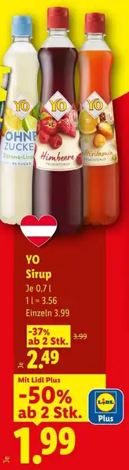 Lidl YO Sirup Angebot