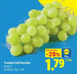 Lidl Trauben hell kernlos Angebot